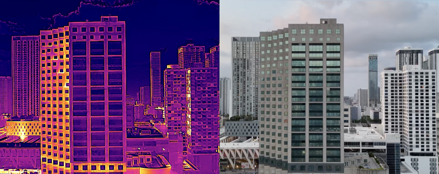Thermal drone inspection revealing hidden building defects in Florida