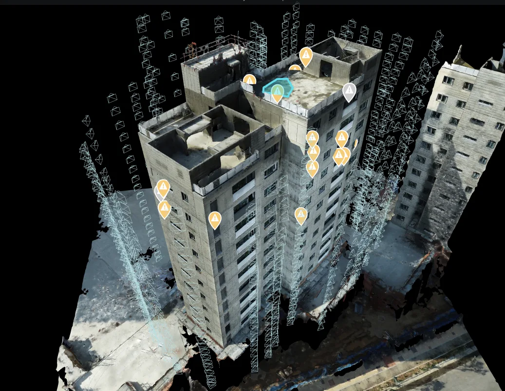 3D point cloud model of building from drone photogrammetry for construction monitoring